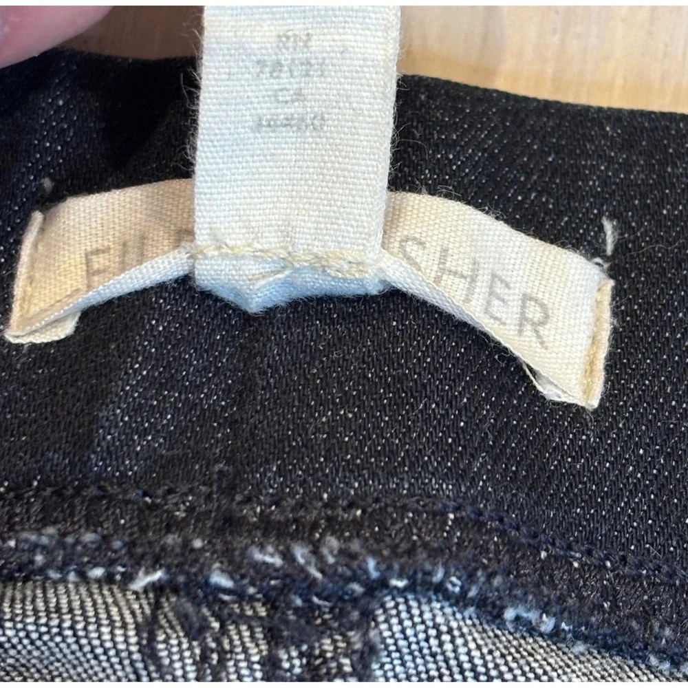 Eileen Fisher Women's Dark Wash Pull On Slim Straight Jeans Blue Sz M Minimalist